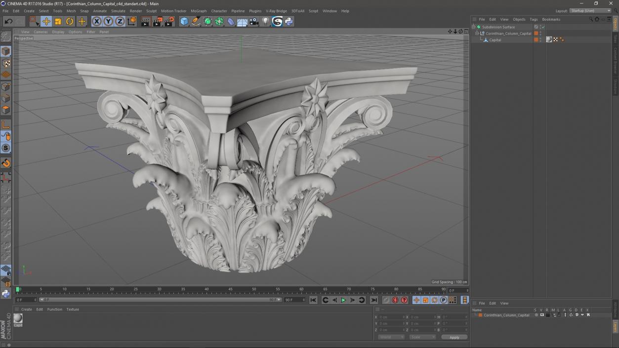 3D model Corinthian Column Capital