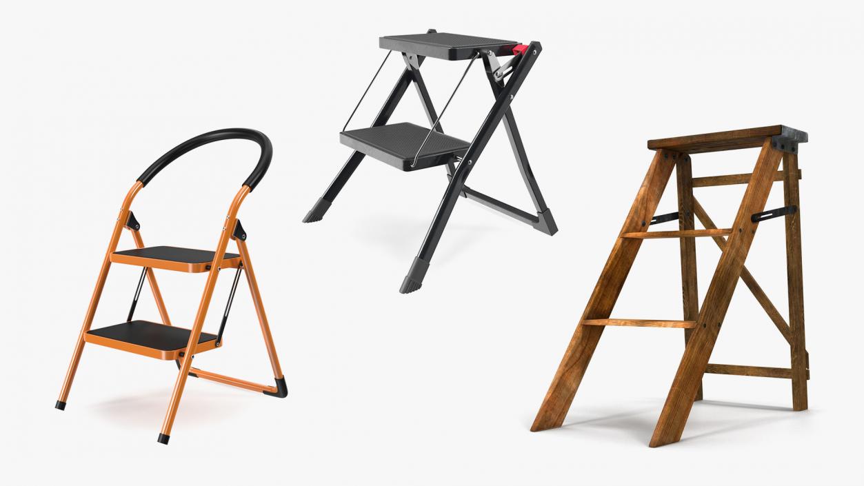 Ladder Folding Step Stools Collection 2 3D model