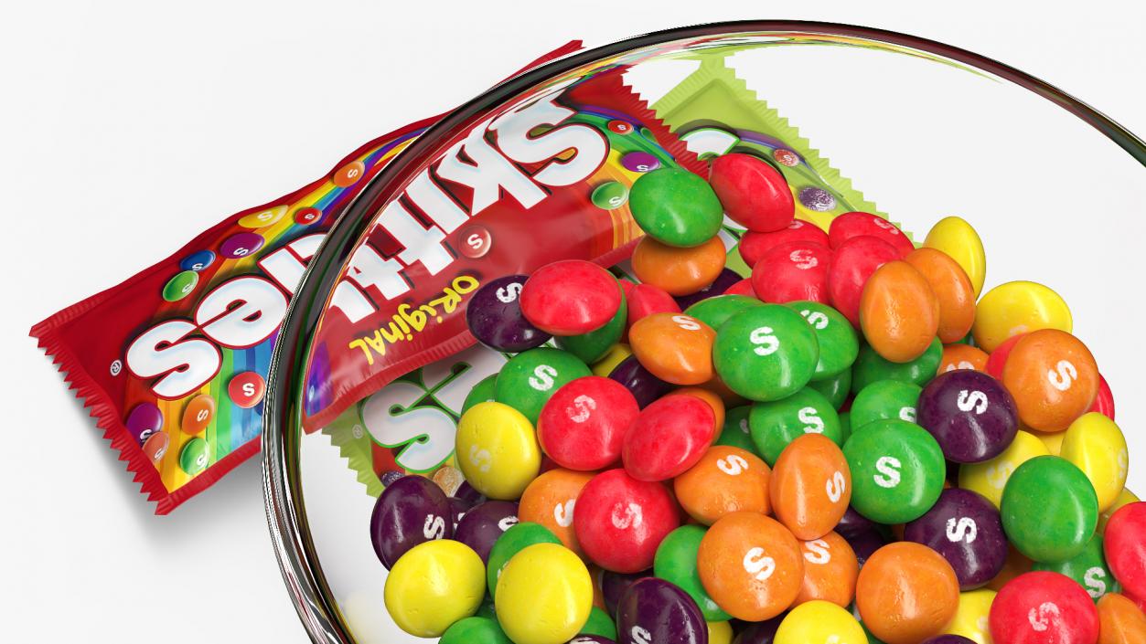 Skittles Candies in Bowl with Package 3D