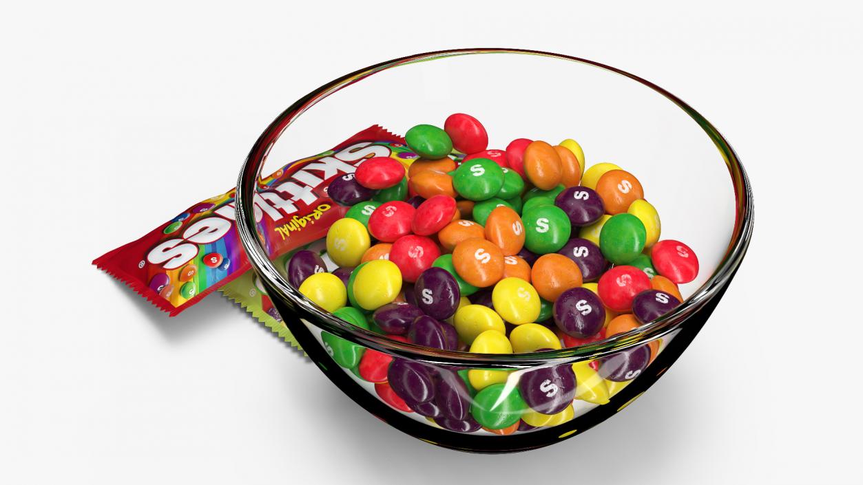 Skittles Candies in Bowl with Package 3D