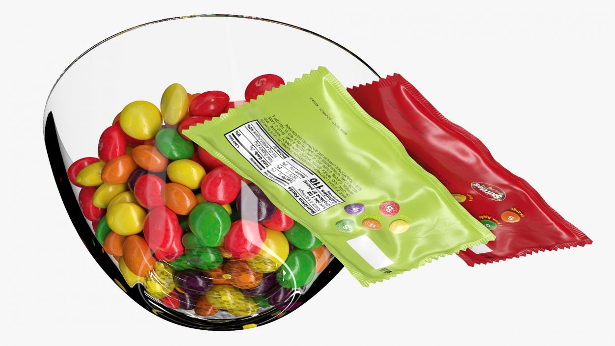 Skittles Candies in Bowl with Package 3D