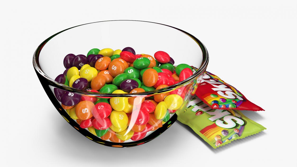 Skittles Candies in Bowl with Package 3D