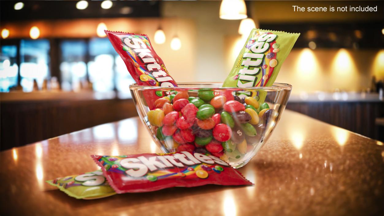 Skittles Candies in Bowl with Package 3D