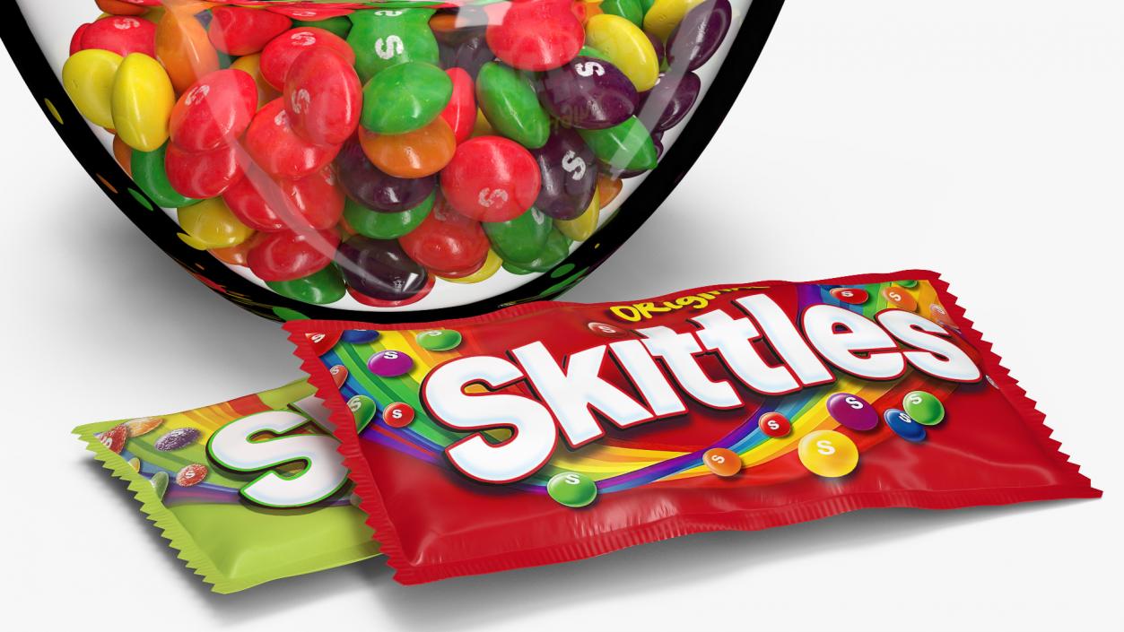 Skittles Candies in Bowl with Package 3D