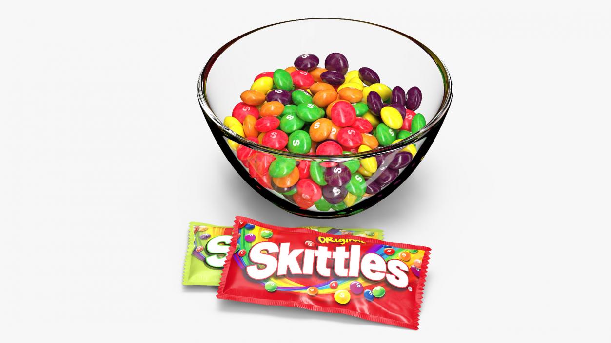 Skittles Candies in Bowl with Package 3D