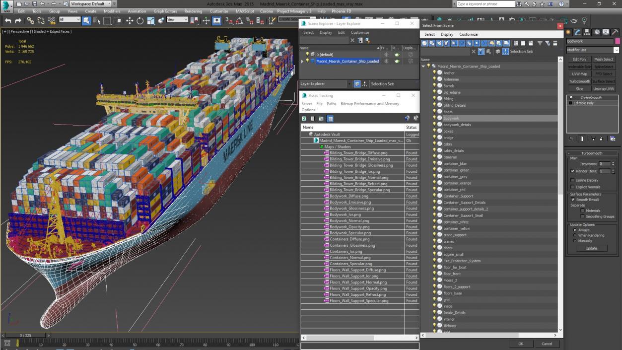 3D model Madrid Maersk Container Ship Loaded