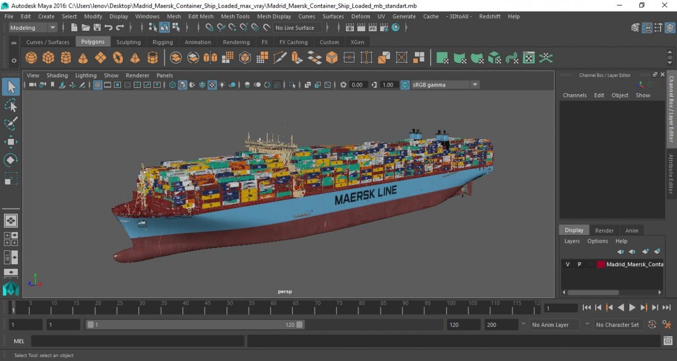 3D model Madrid Maersk Container Ship Loaded