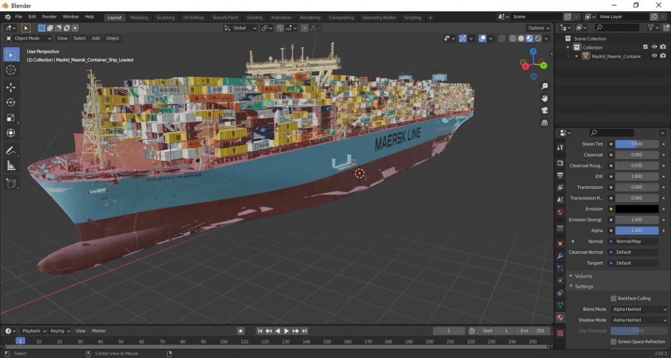 3D model Madrid Maersk Container Ship Loaded