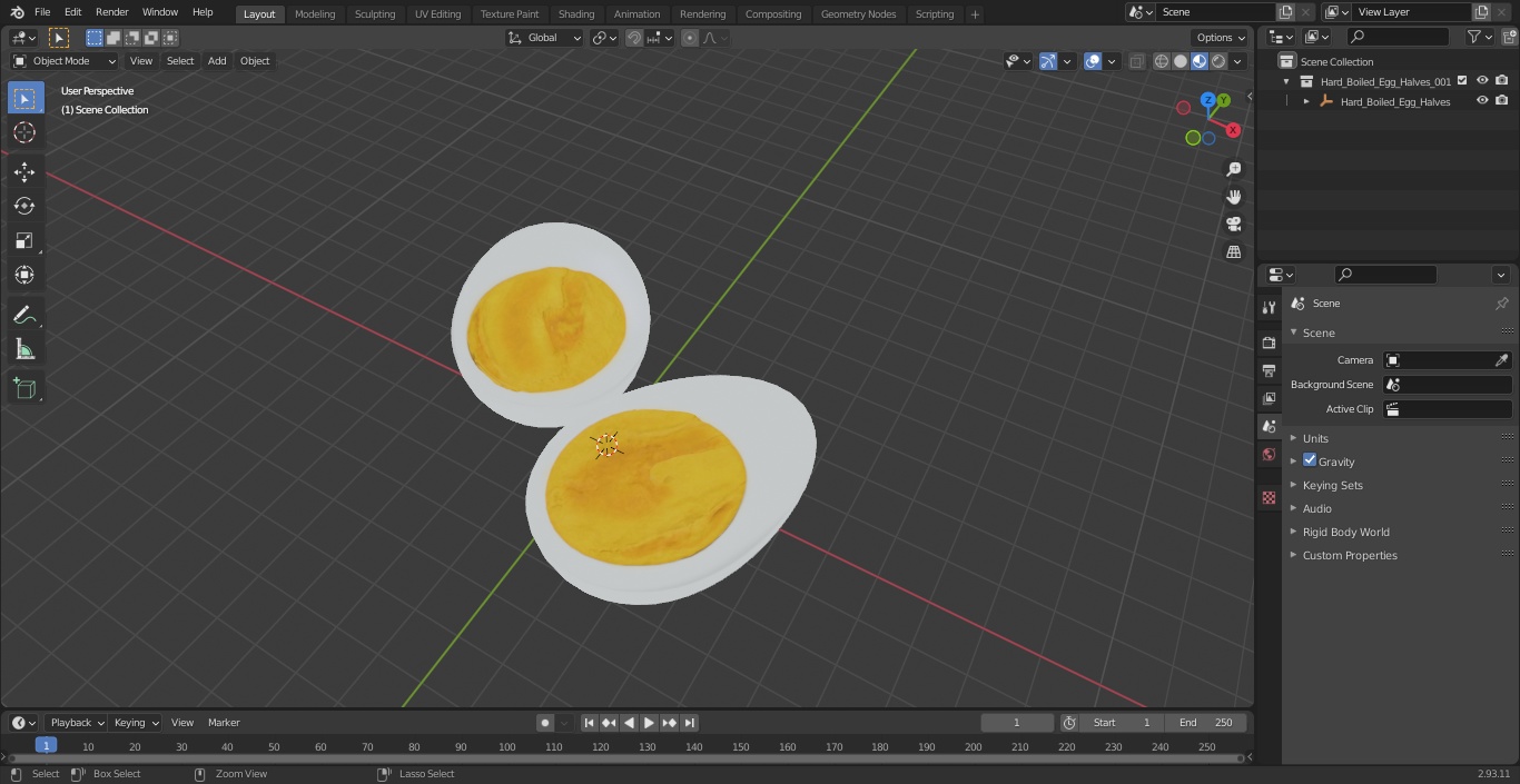 Hard Boiled Egg Halves 3D