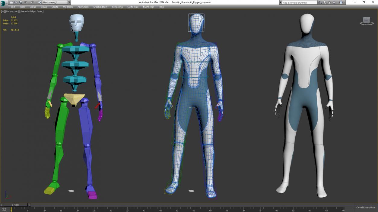 3D Robotic Humanoid Rigged model