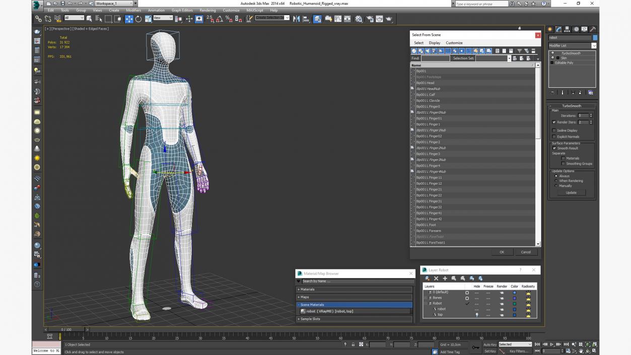 3D Robotic Humanoid Rigged model