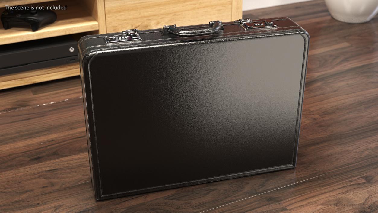 3D Opened Hard Shell Leather Briefcase Black