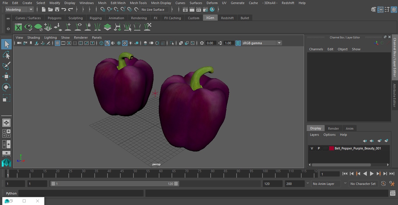 3D model Bell Pepper Purple Beauty