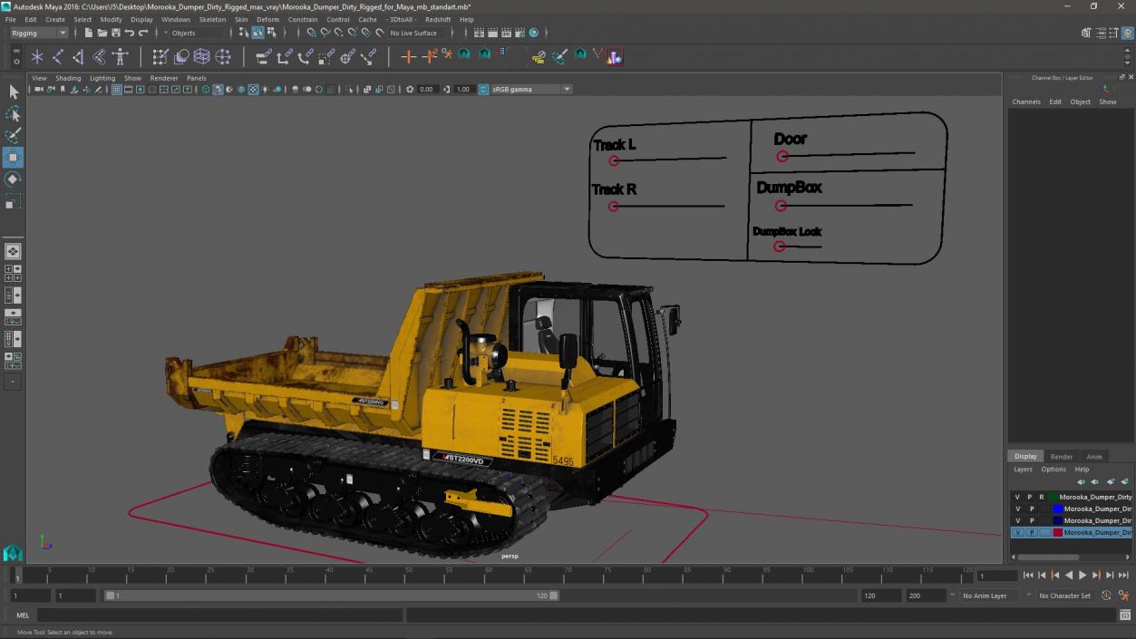 3D Morooka Dumper Dirty Rigged for Maya