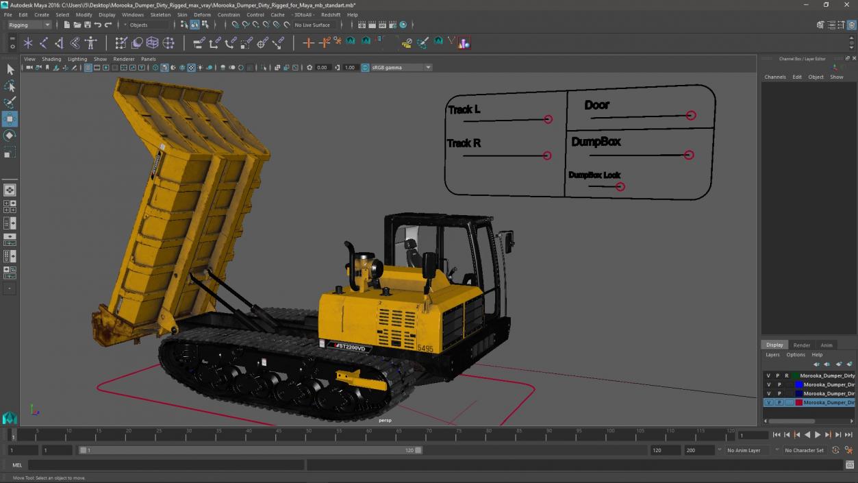 3D Morooka Dumper Dirty Rigged for Maya