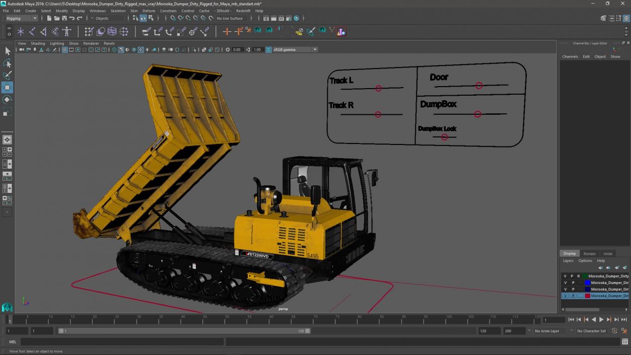 3D Morooka Dumper Dirty Rigged for Maya