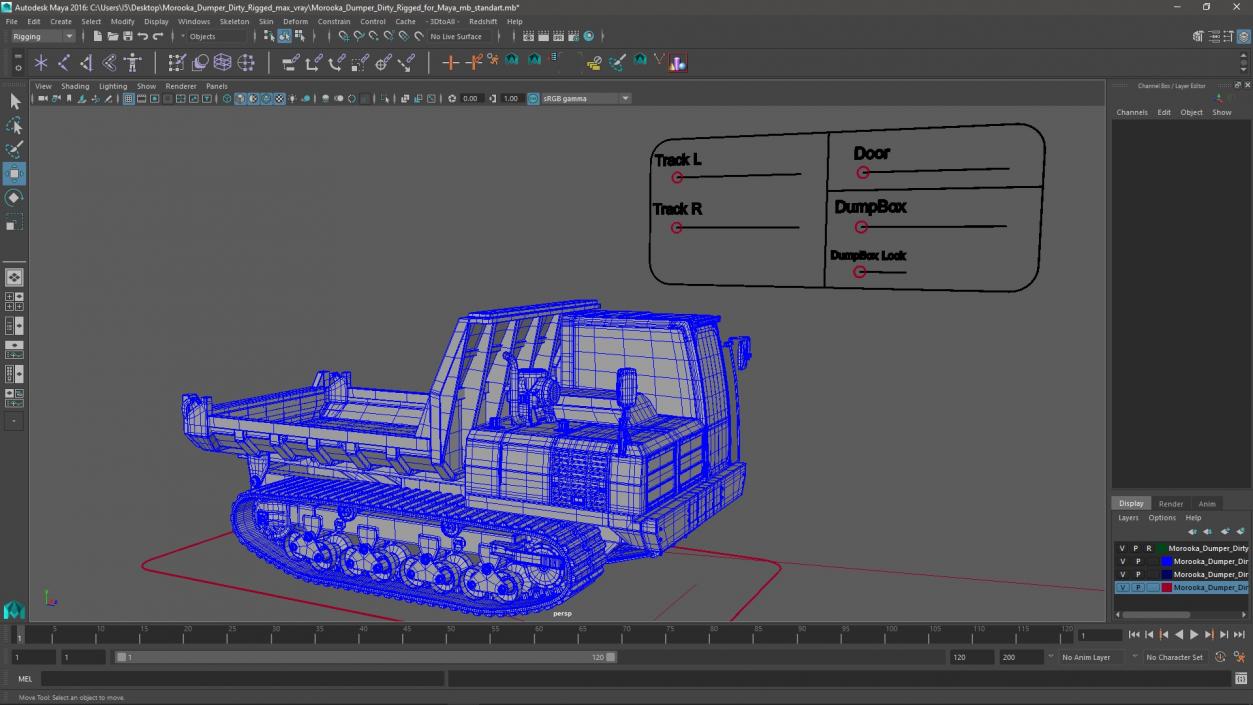 3D Morooka Dumper Dirty Rigged for Maya