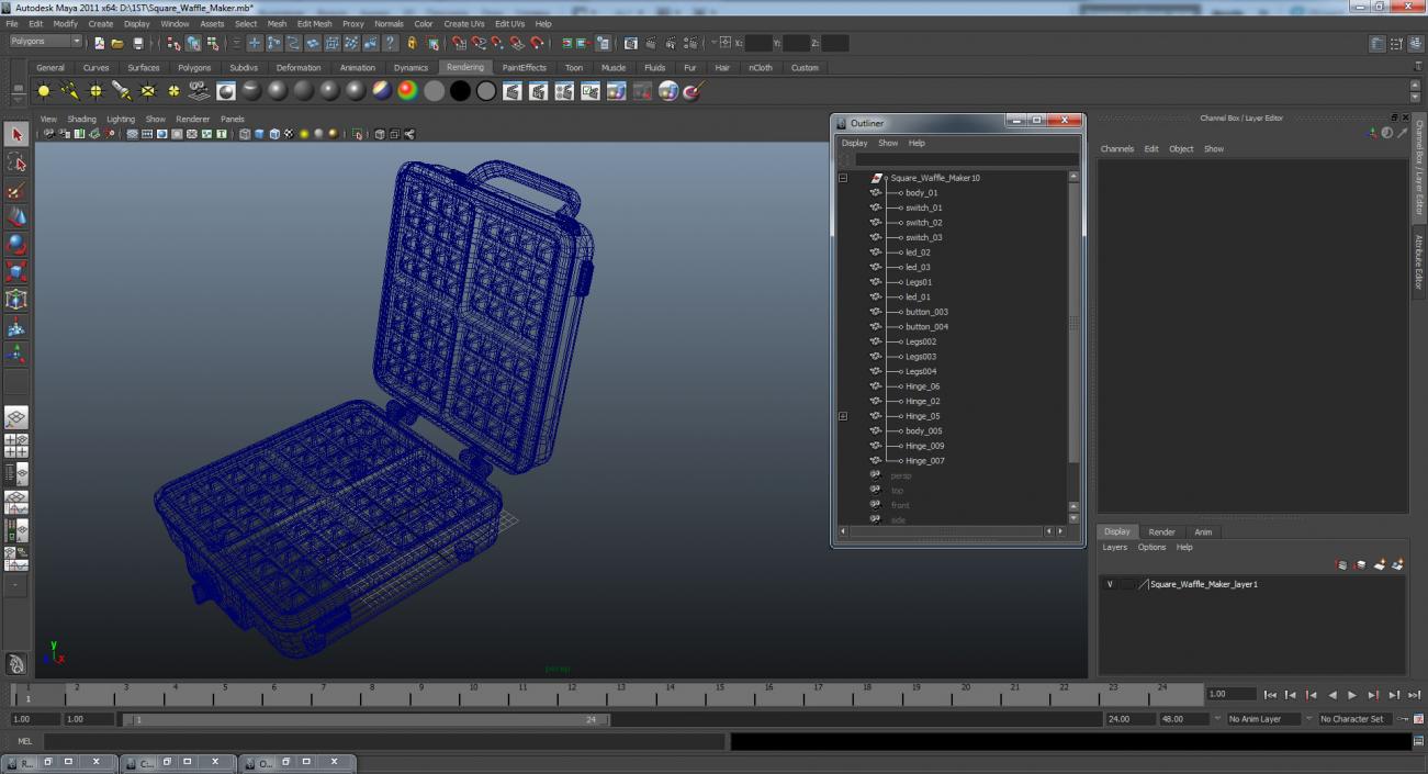 Square Waffle Maker 3D model