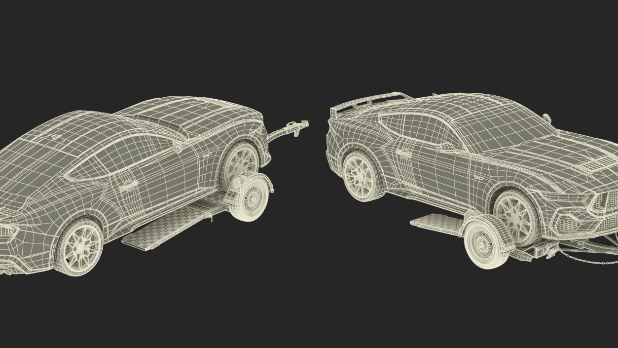 3D model Ford Mustang 2024 on Tow Dolly