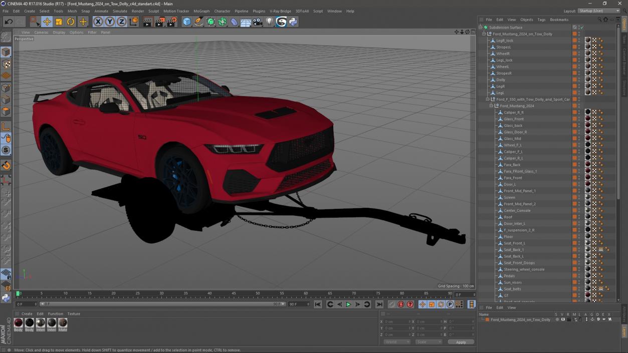 3D model Ford Mustang 2024 on Tow Dolly