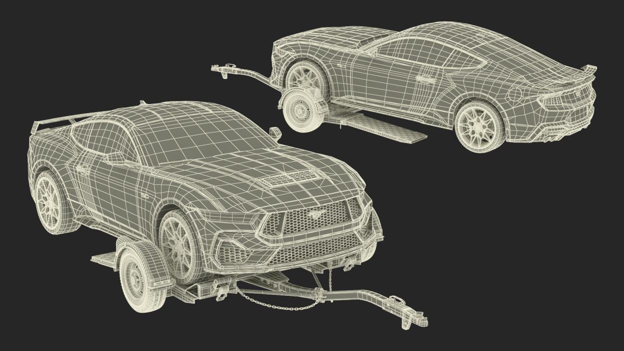 3D model Ford Mustang 2024 on Tow Dolly