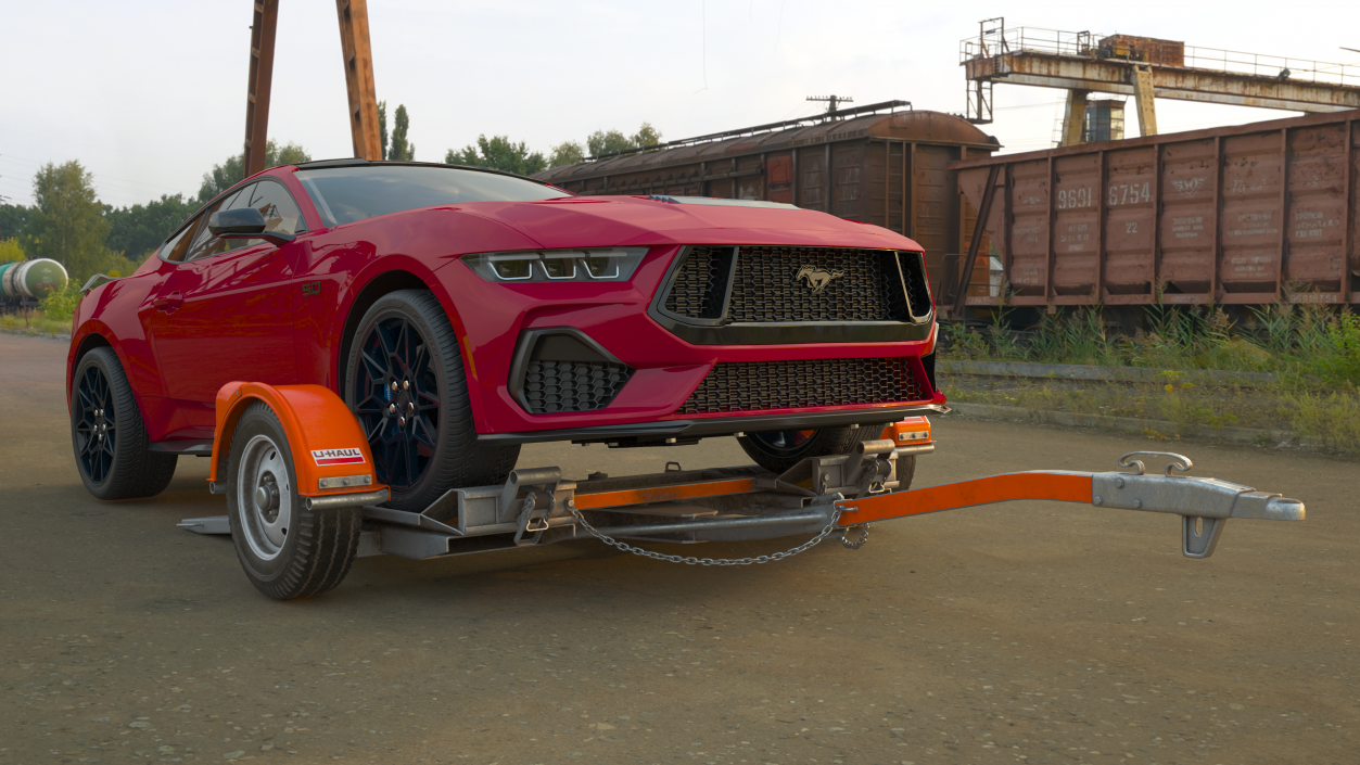 3D model Ford Mustang 2024 on Tow Dolly