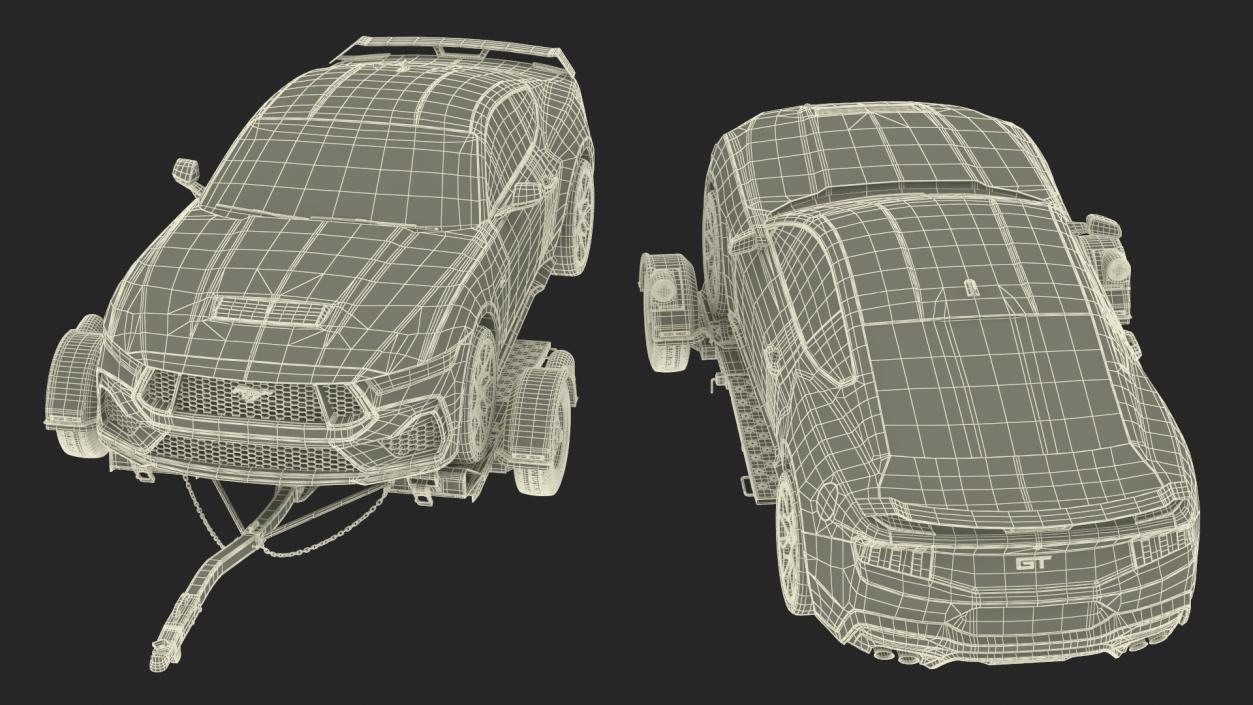 3D model Ford Mustang 2024 on Tow Dolly
