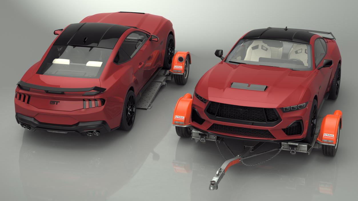 3D model Ford Mustang 2024 on Tow Dolly