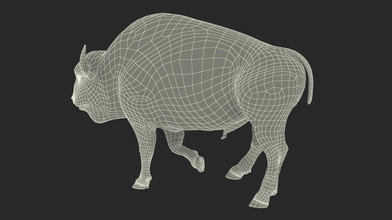 3D Walking American Bison with Fur