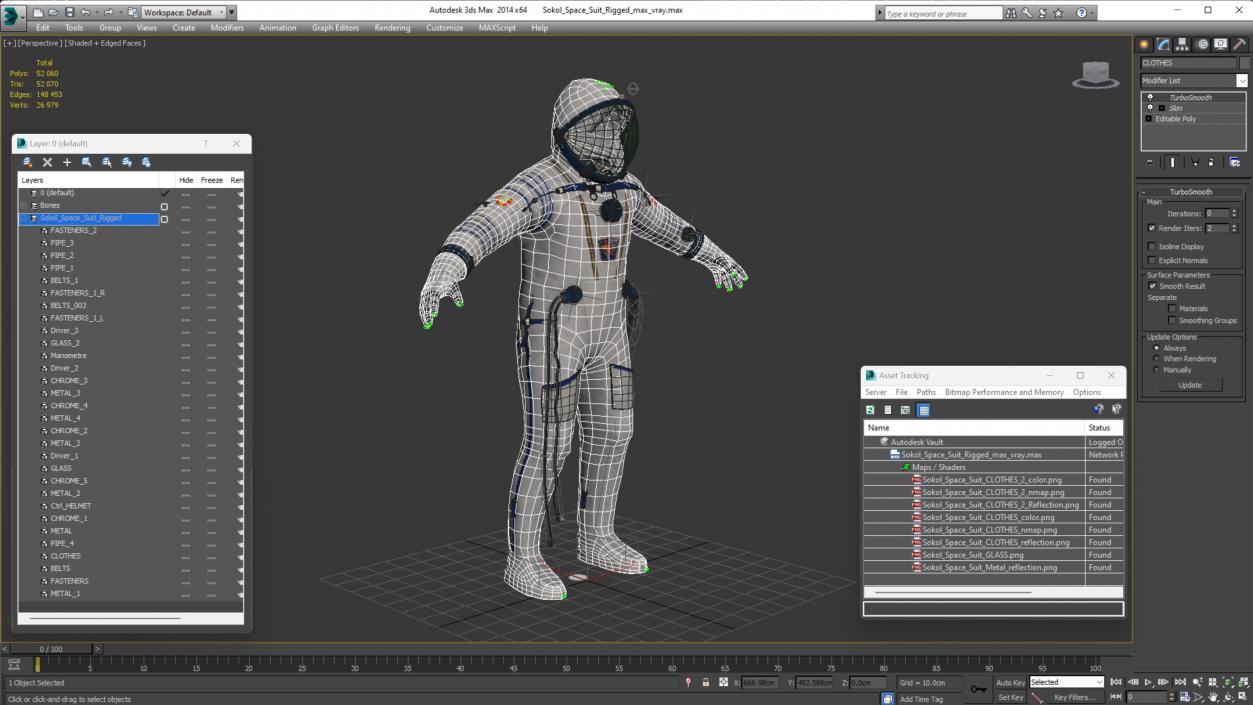 3D Sokol Space Suit Rigged model