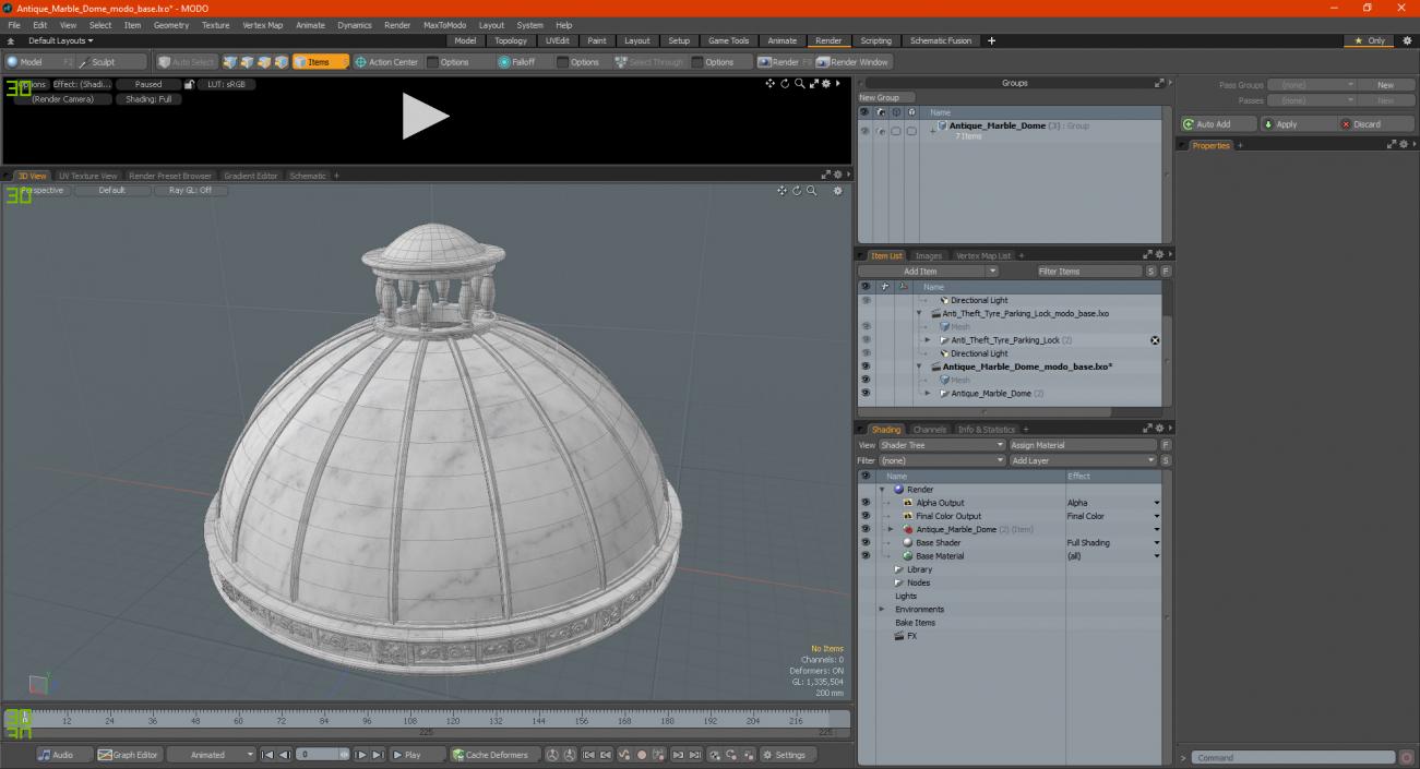 Antique Marble Dome 3D model