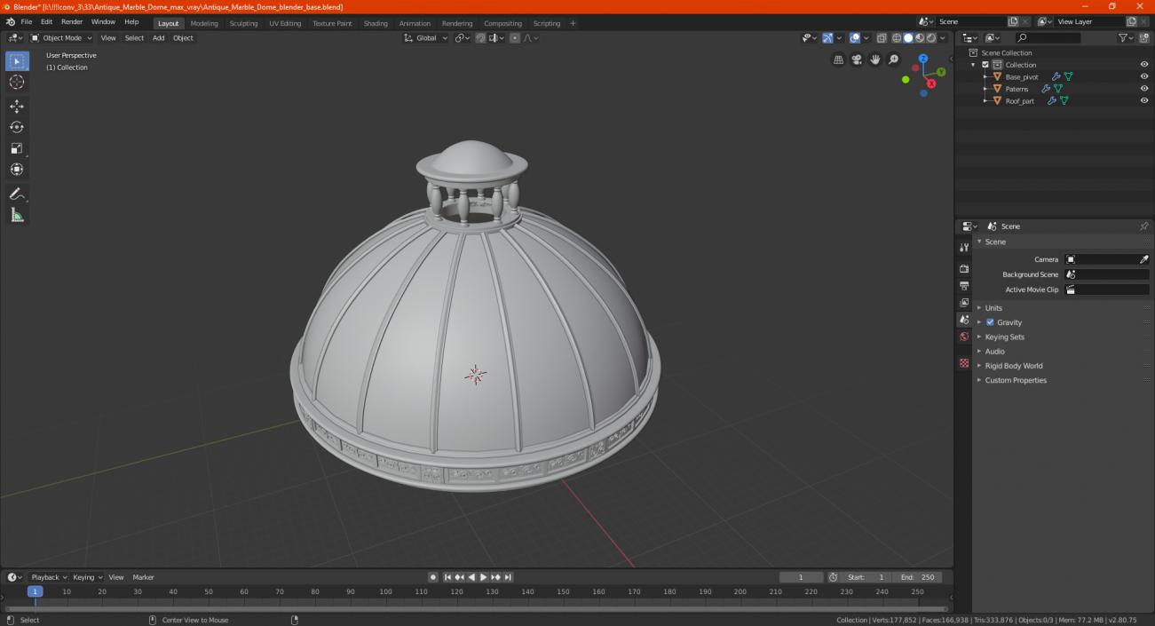 Antique Marble Dome 3D model