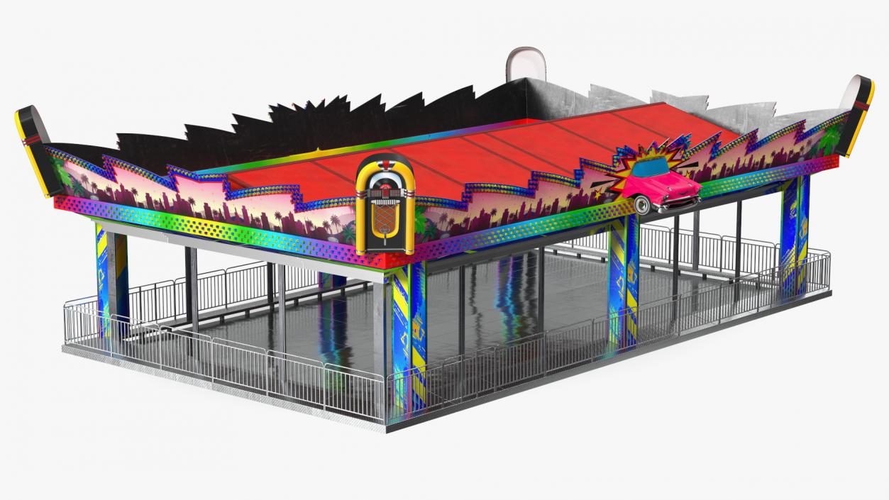 3D model Bumper Cars Pavilion Platform Empty