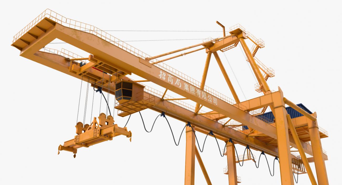 3D model Container Handling Gantry Crane Orange Rigged