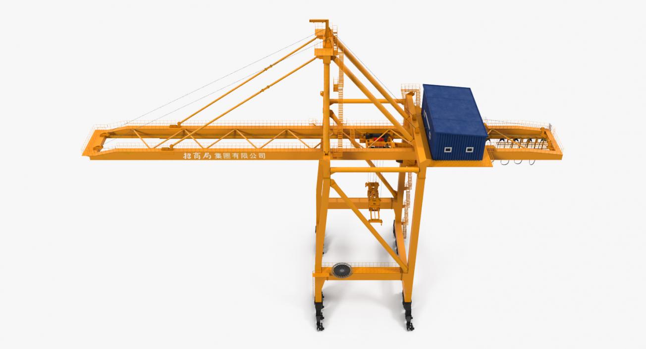 3D model Container Handling Gantry Crane Orange Rigged