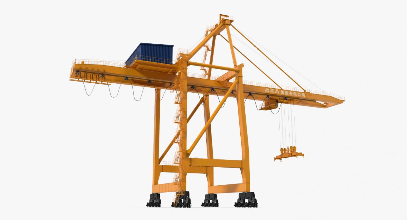 3D model Container Handling Gantry Crane Orange Rigged