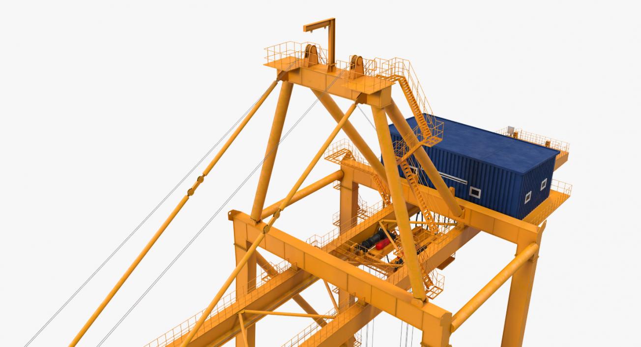 3D model Container Handling Gantry Crane Orange Rigged