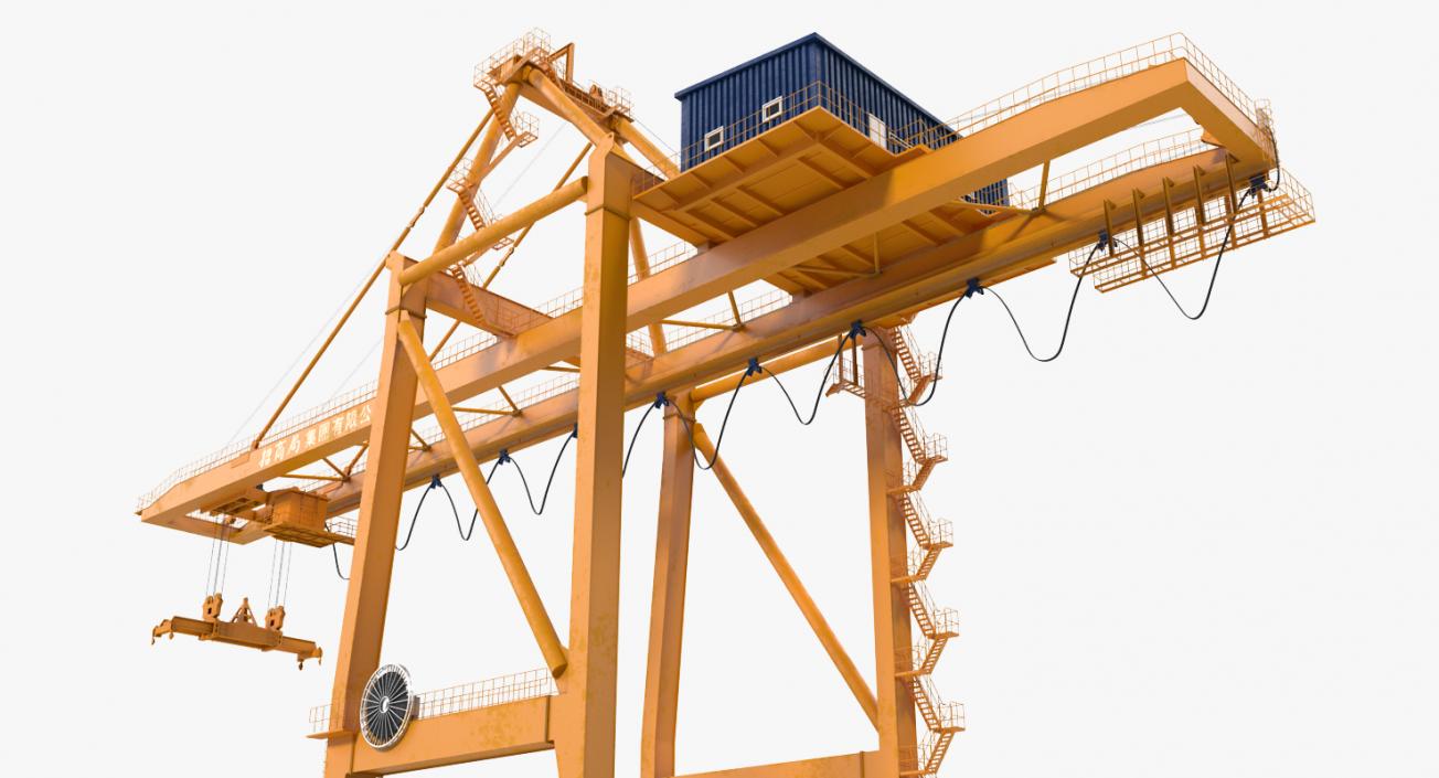 3D model Container Handling Gantry Crane Orange Rigged