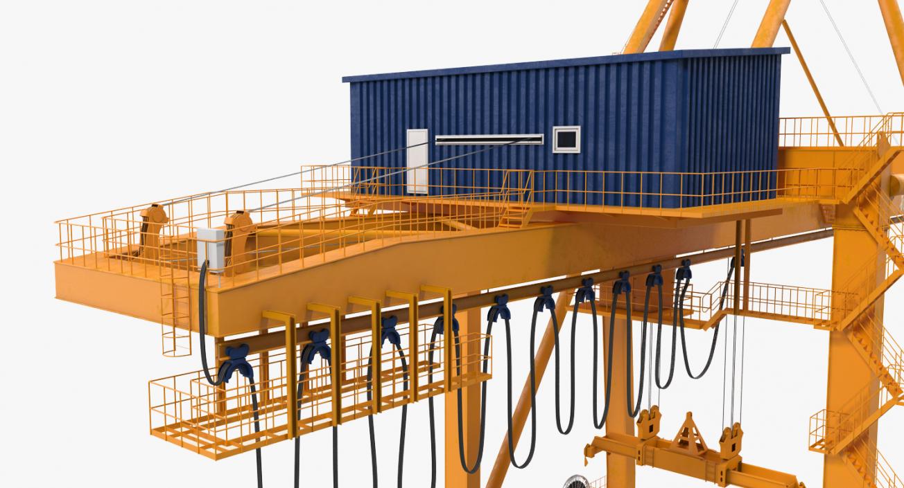 3D model Container Handling Gantry Crane Orange Rigged