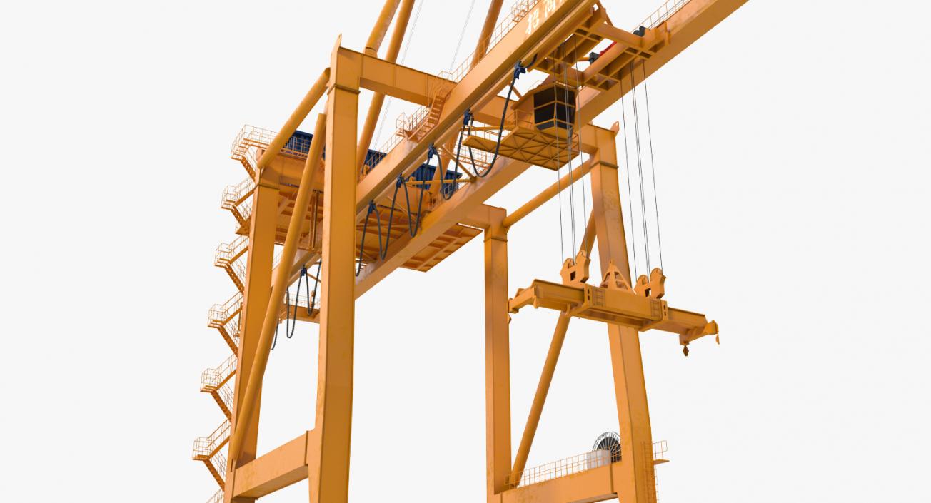 3D model Container Handling Gantry Crane Orange Rigged