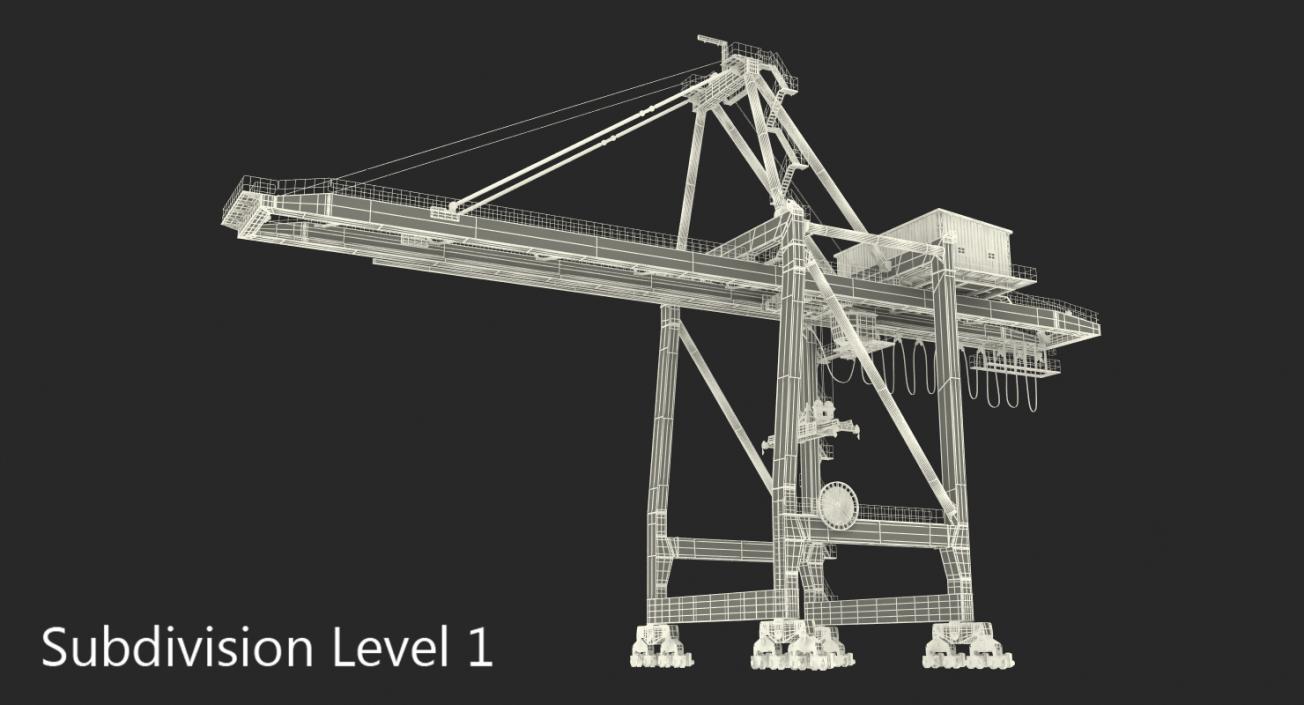 3D model Container Handling Gantry Crane Orange Rigged