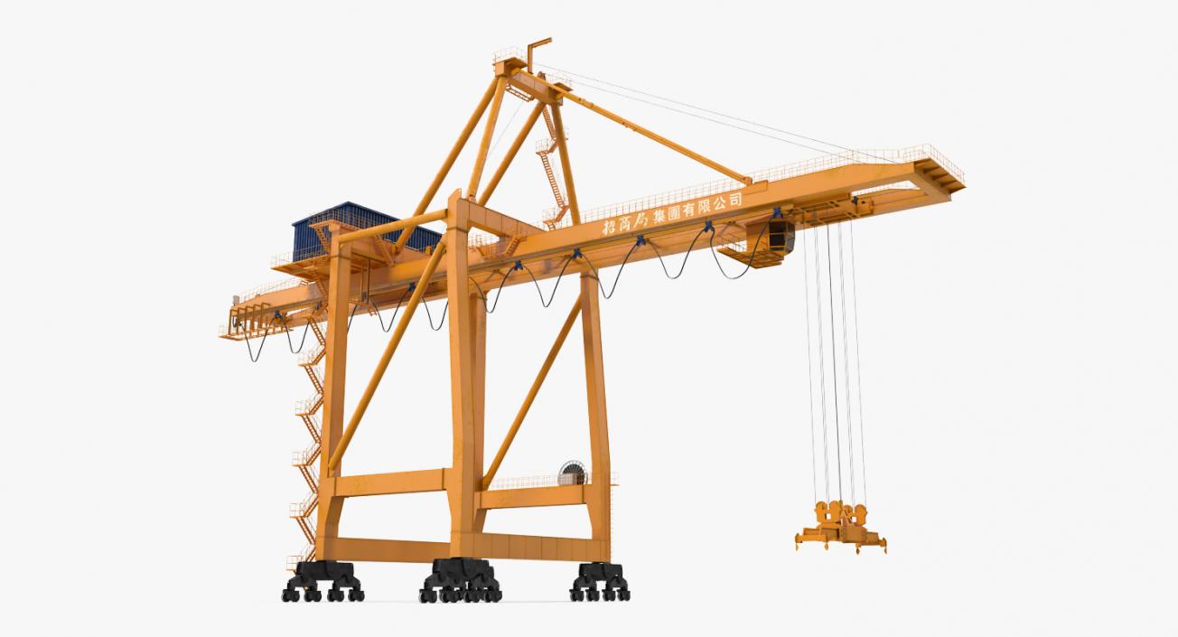 3D model Container Handling Gantry Crane Orange Rigged