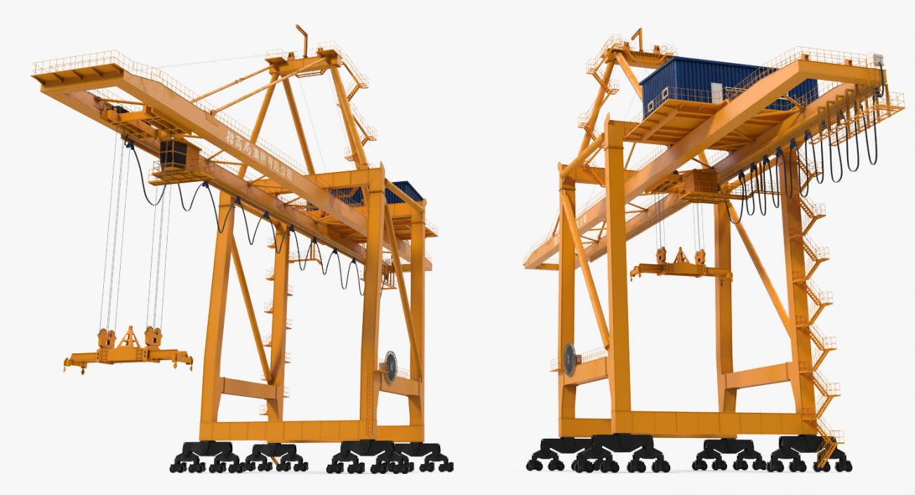 3D model Container Handling Gantry Crane Orange Rigged