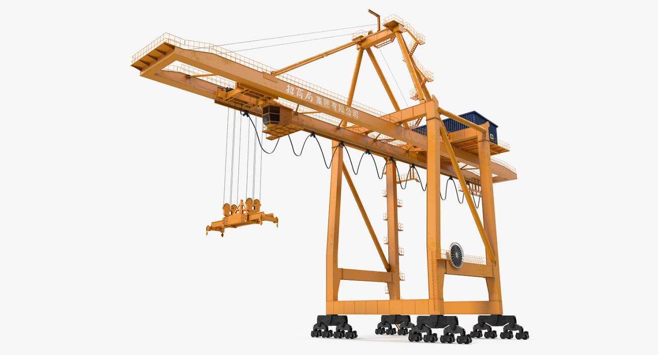 3D model Container Handling Gantry Crane Orange Rigged