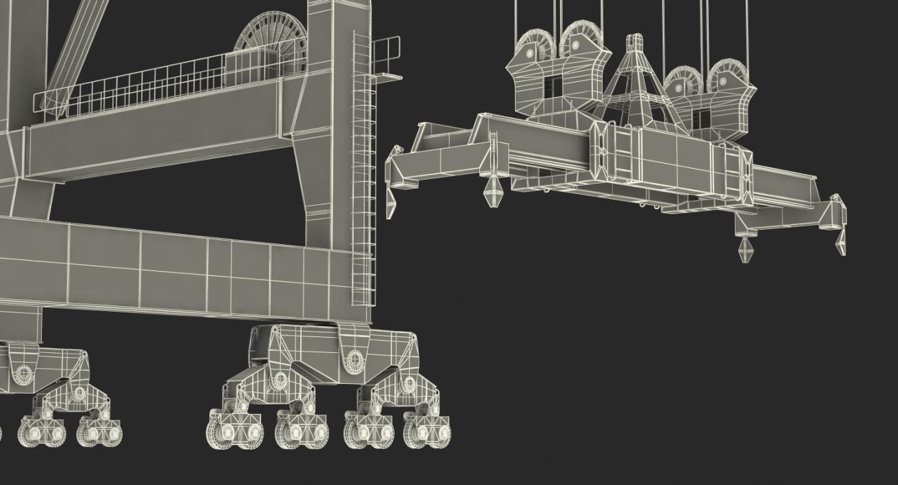 3D model Container Handling Gantry Crane Orange Rigged