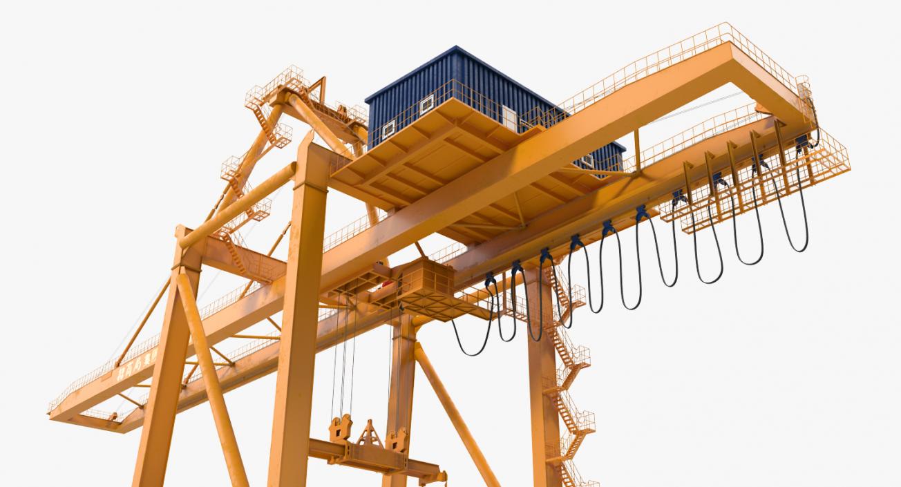 3D model Container Handling Gantry Crane Orange Rigged