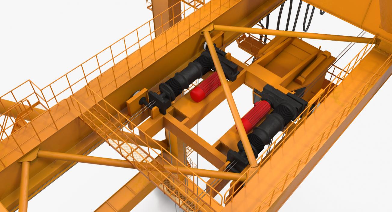 3D model Container Handling Gantry Crane Orange Rigged