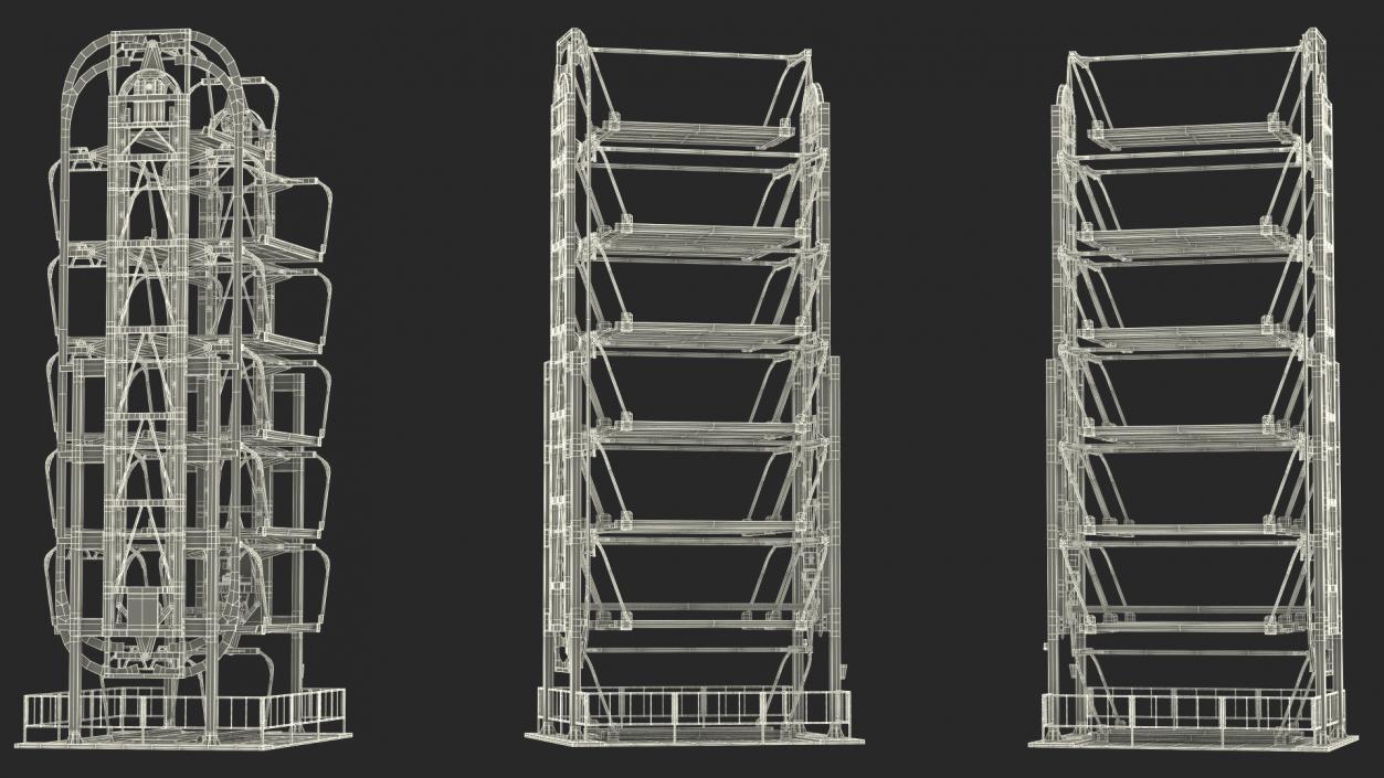 3D Car Parking 12 Place Rotary Lift System Rigged