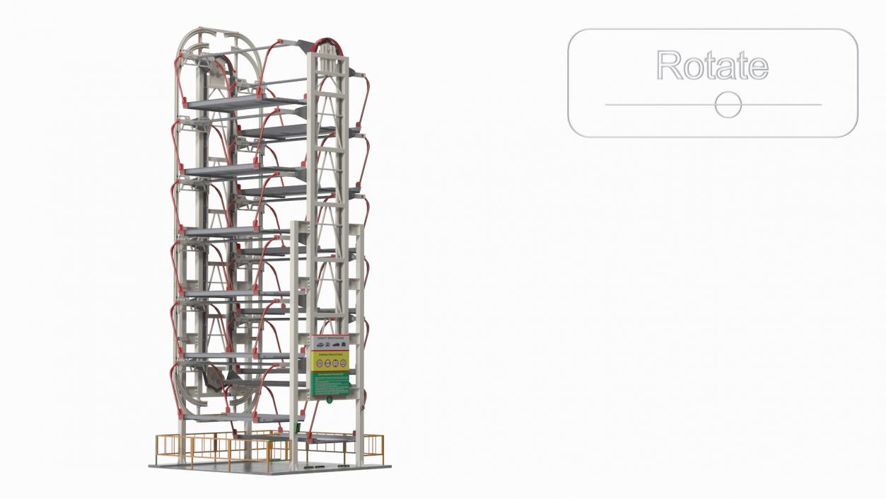 3D Car Parking 12 Place Rotary Lift System Rigged