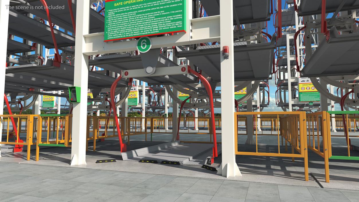 3D Car Parking 12 Place Rotary Lift System Rigged